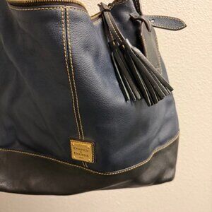 Dooney & Bourke Navy Blue Leather Shoulder Bag Tassel Detail